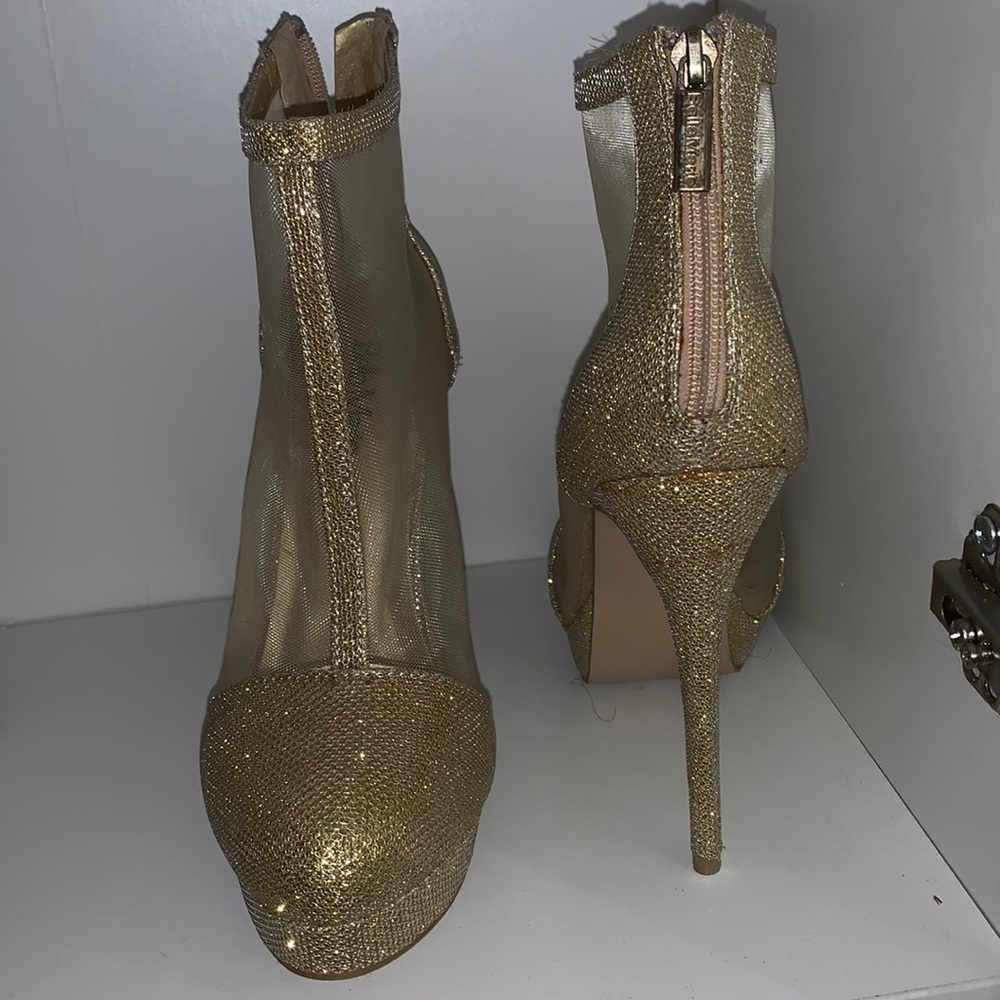 Gold platform heels